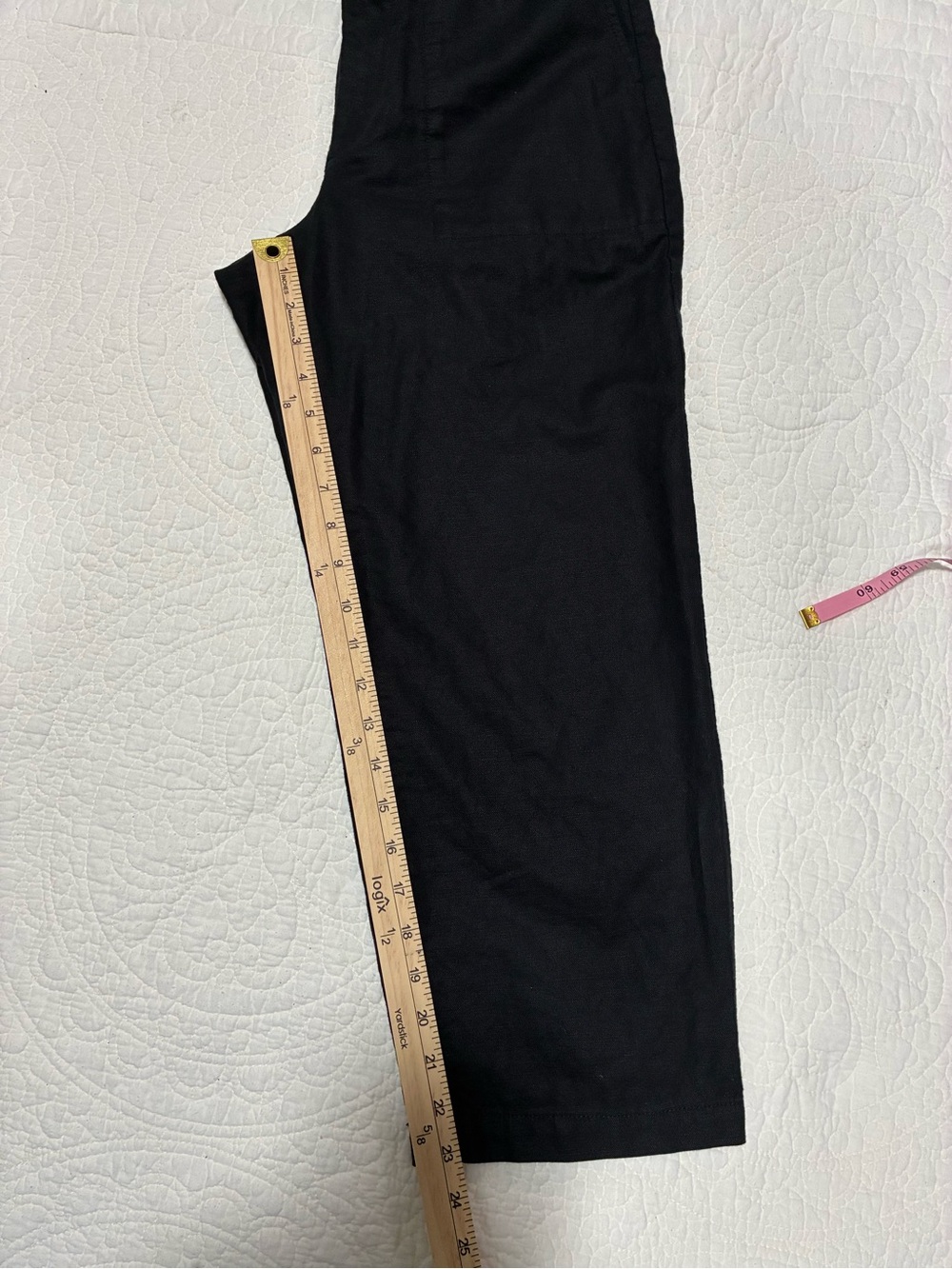 Gap Women Relaxed Tapered Pants Size S Black Pockets Cotton Linen Elastic Waist - Picture 4 of 8